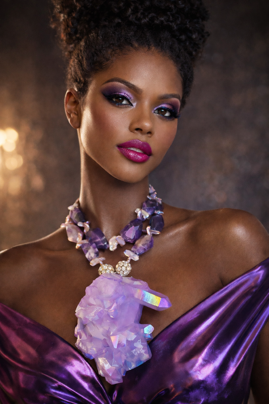 Pearl & Amethyst - Purple Aura Quartz Gemmy Chest Piece