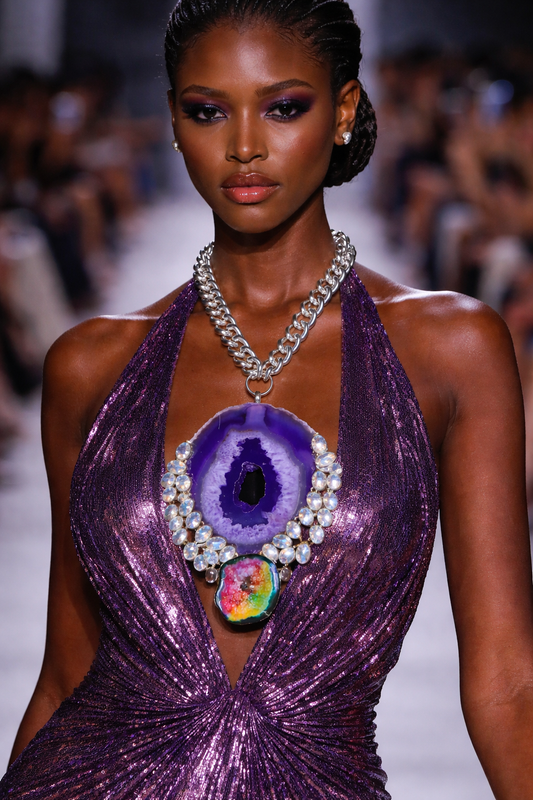 Purple Agate Moonstone & Solar Quartz Oversized Pendant - Rocker Chic