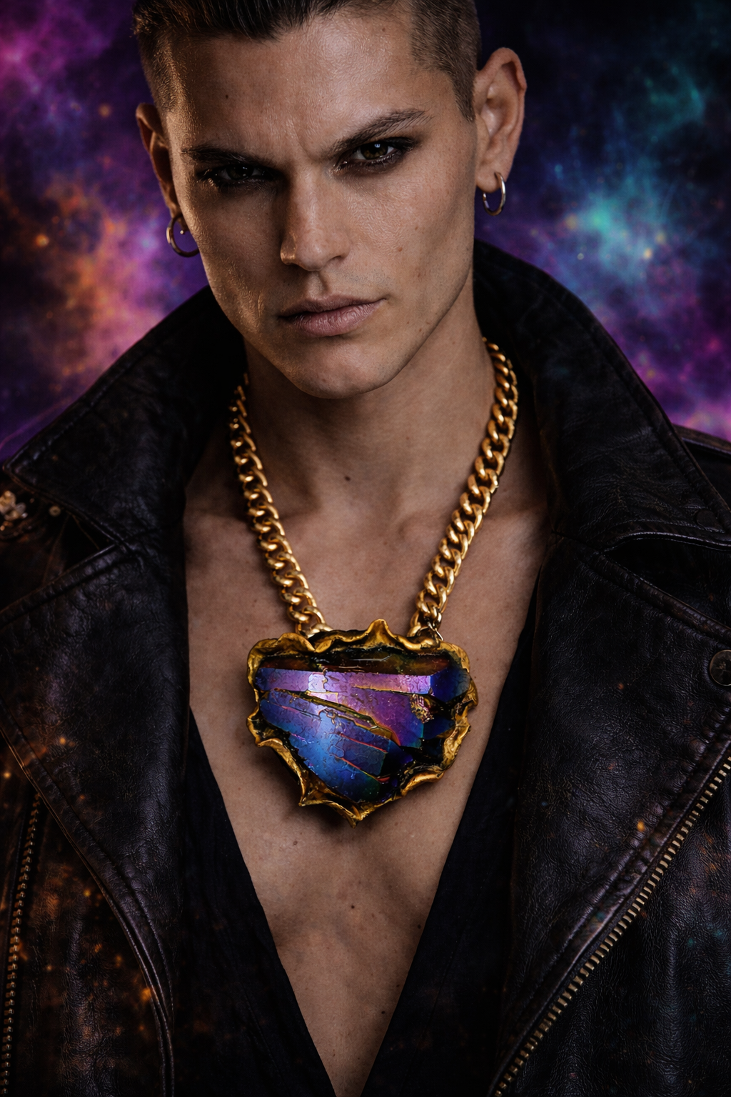 Rainbow Quartz Pendant - Flashy Luxury Artisan Statement