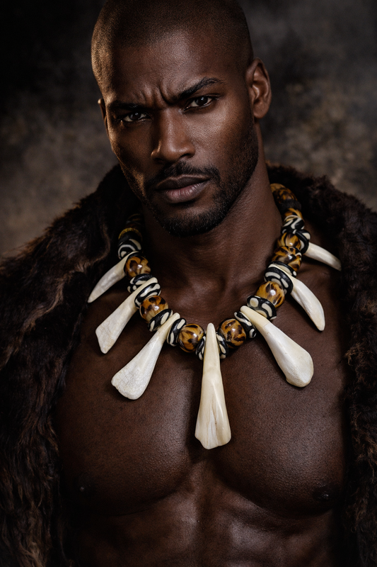 Teeth Bone & Leopard Earthy Tribal Unisex Necklace - Layering Piece