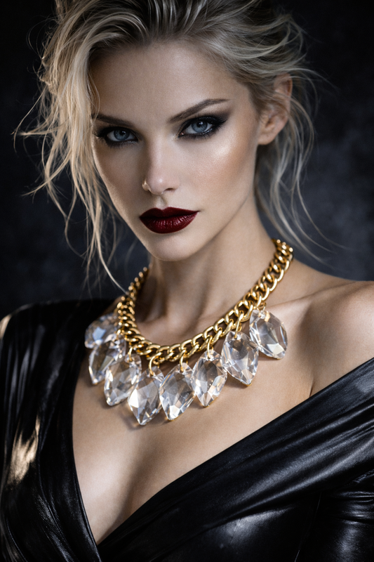 Swarovski Faceted Crystal Dangle Statement Luxury Necklace, Neck Candy