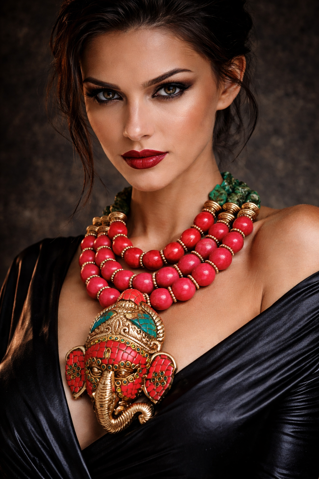 Inlaid Ganesh Elephant God Tribal Chest Piece - Artisan Men's Jewelry