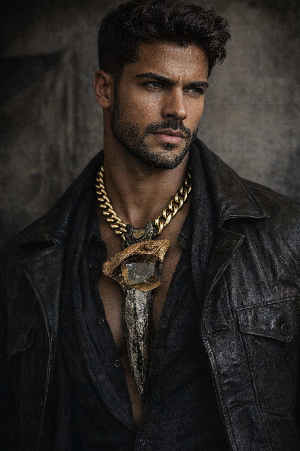 Driftwood Phantom Smoky Quartz Amulet - Mens Artisan Luxury