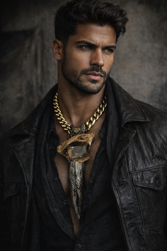 Driftwood Phantom Smoky Quartz Amulet - Mens Artisan Luxury