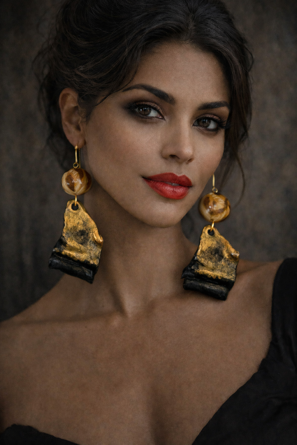Wild Exotic Ombre & Leopard Sculpted Pierced Earrings - Haute Couture