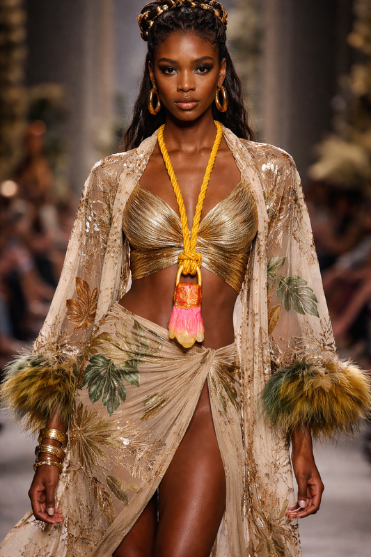 Yellow Orange & Pink Aura Quartz Gemstone Pendant - Silk Rope