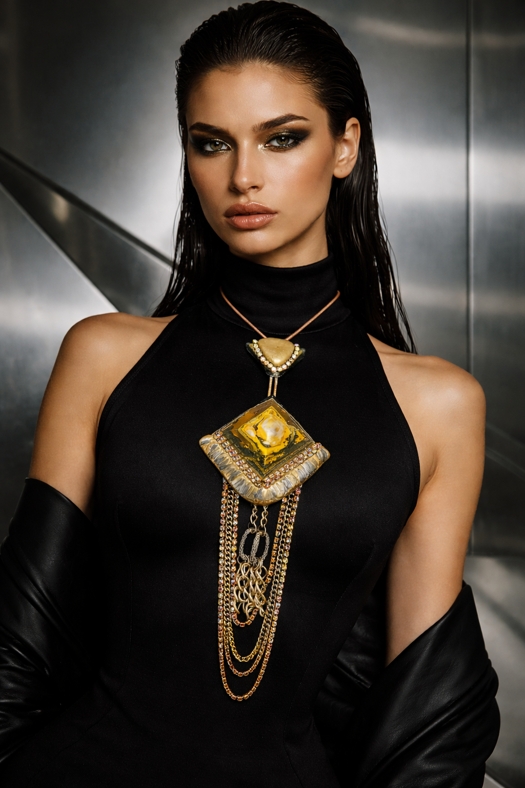 Rare Bumble Bee Jasper Pyramid Artisan Chest Piece - Sexy