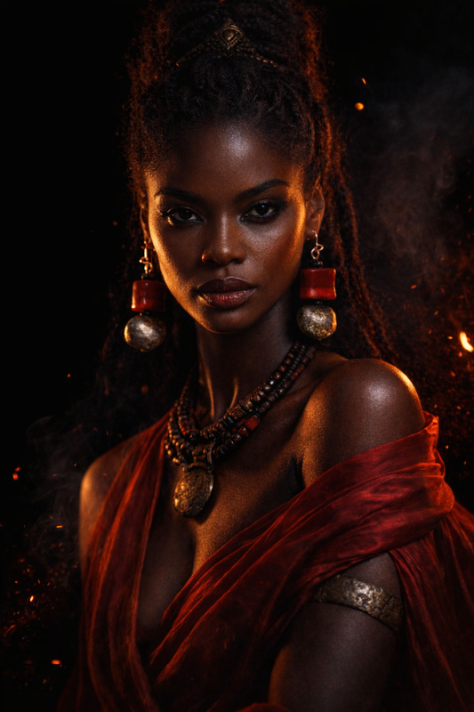 Red Coral & Silver Metallic Freeform Beaded Pierced Dangle Earrings