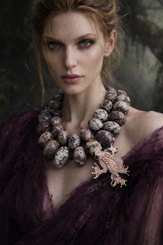 Oversized Heavy Leopard Jasper Multi Strand Statement Luxury Necklace