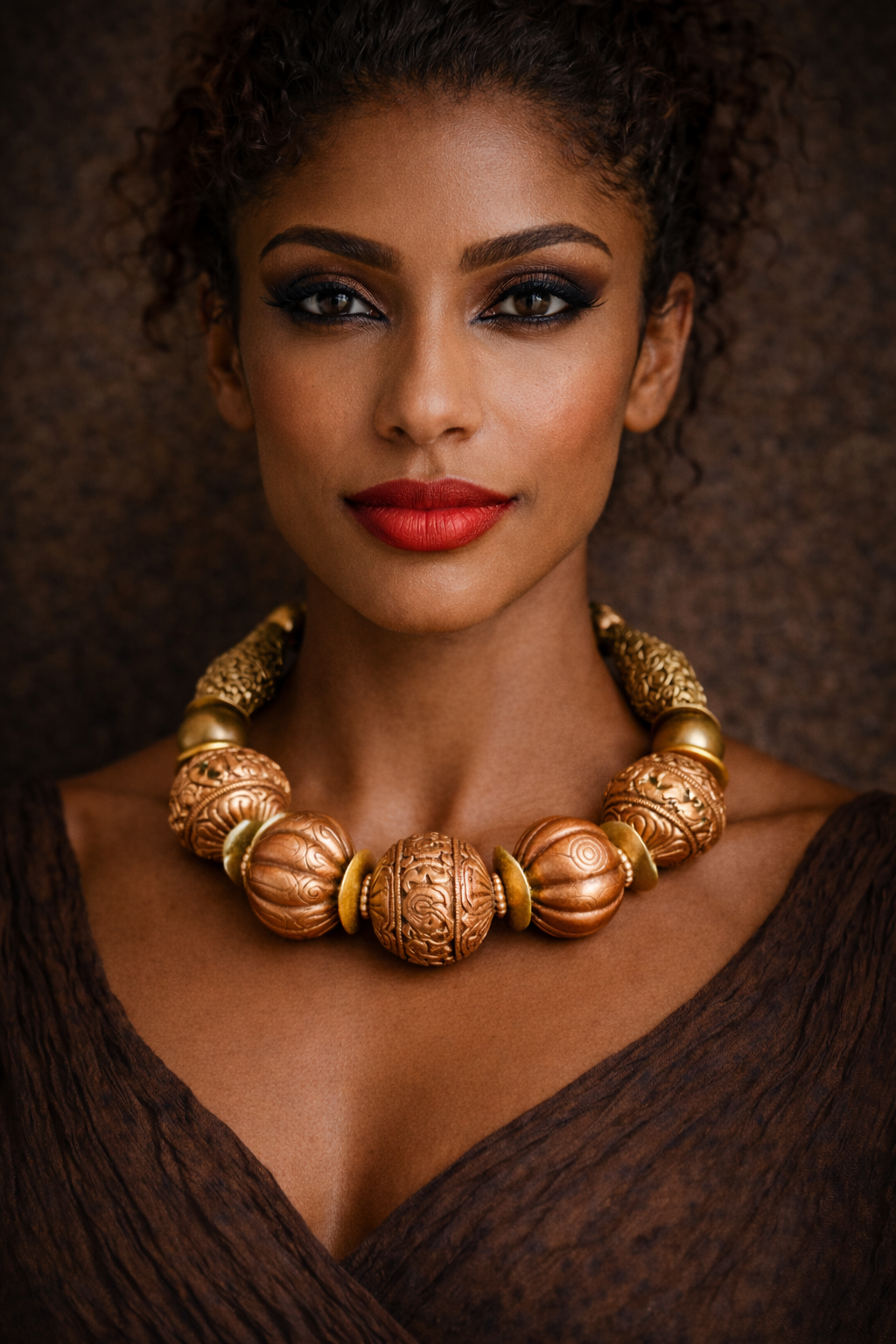 Tibetan Repousse Copper Oversized Beaded Tribal Luxury Necklace
