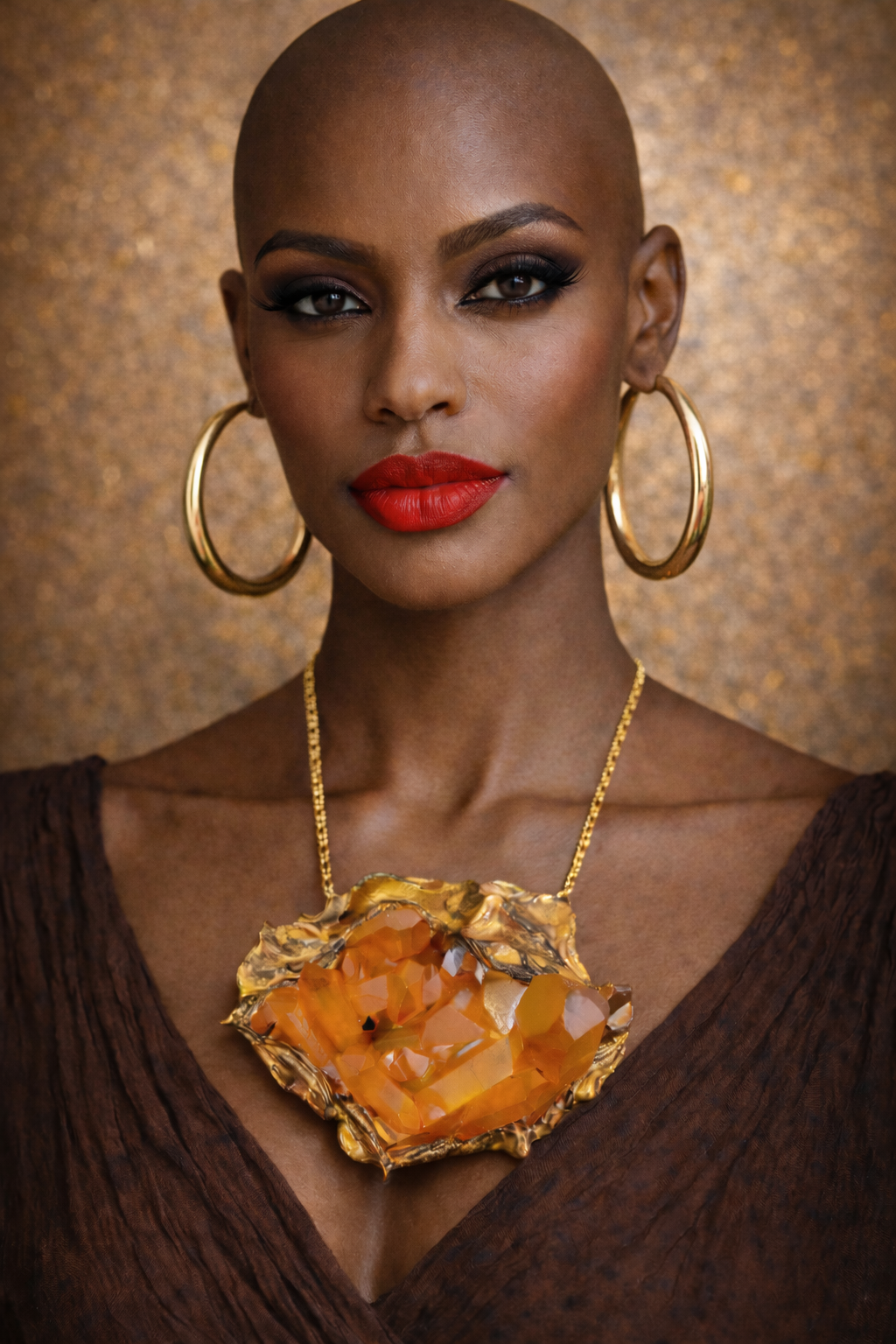 Orange Aura Quartz Pendant - Baroque Luxury Artisan Amulet