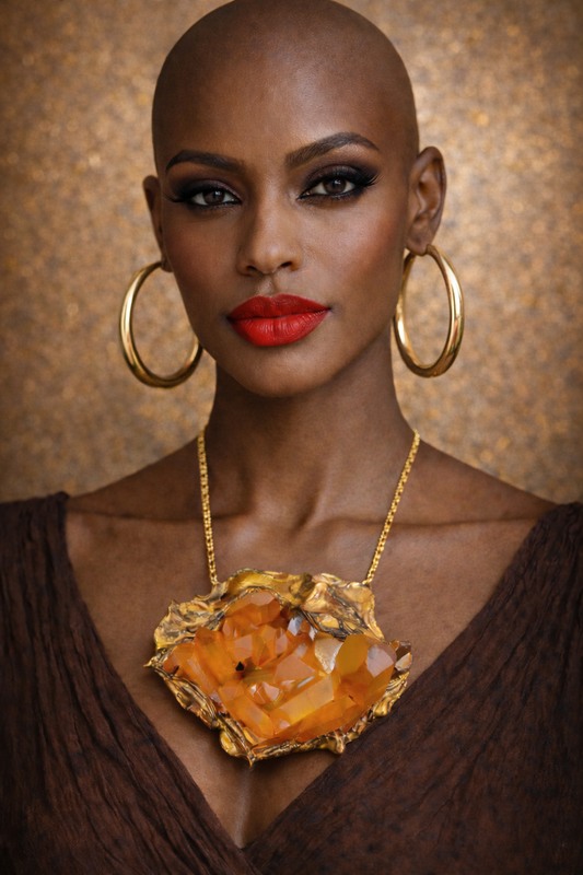 Orange Aura Quartz Pendant - Baroque Luxury Artisan Amulet