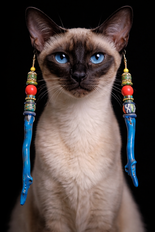 Blue Branch Coral Extra Long Pierced Statement Earrings   Casual Attir