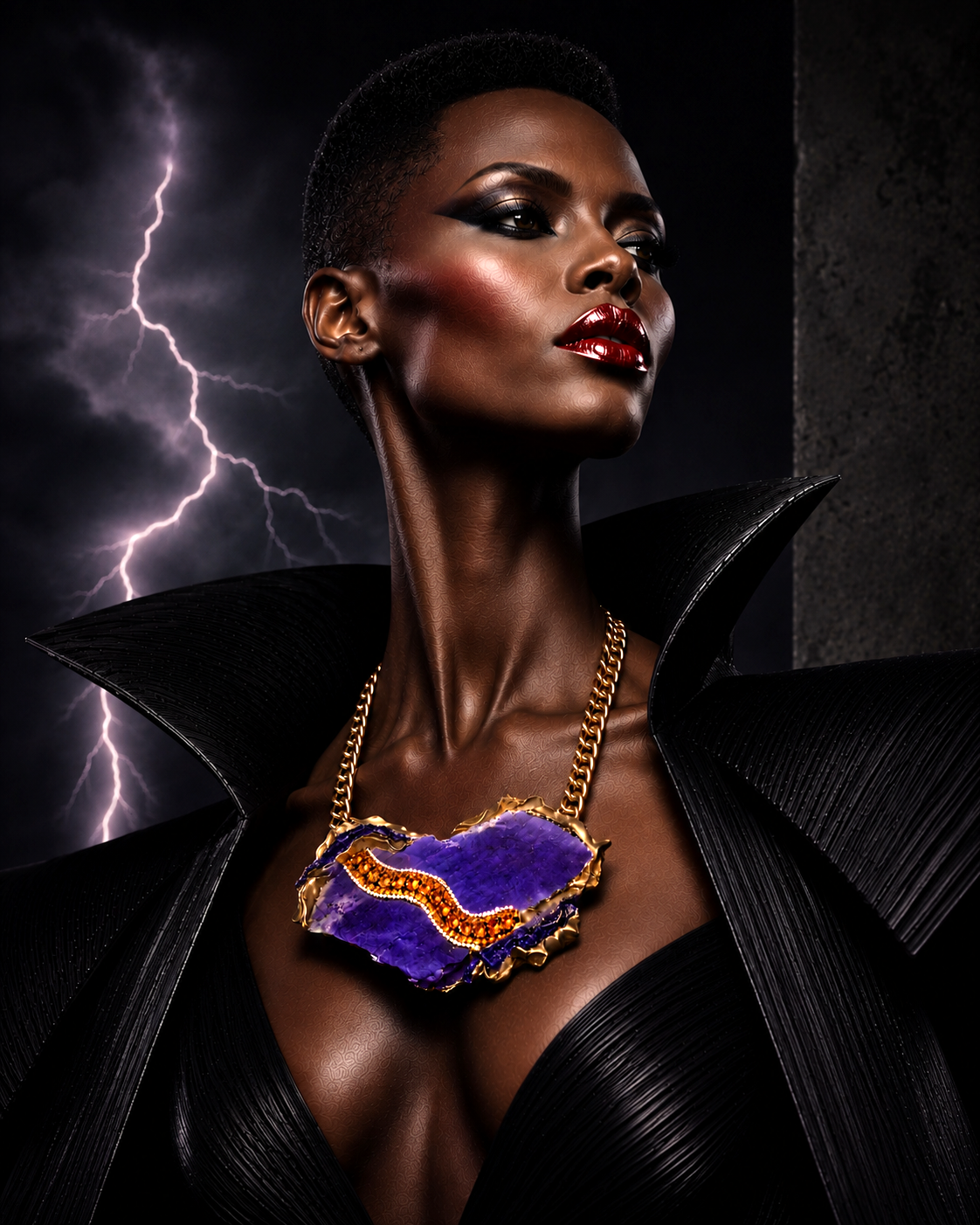 Purple Moonstone Slab Chest Piece - Sculpted OOAK Couture