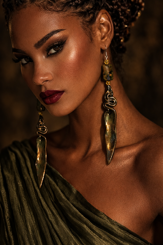 Deep Bronze & Metallic Olivine Hand Sculpted Shoulder Dusters - Camo