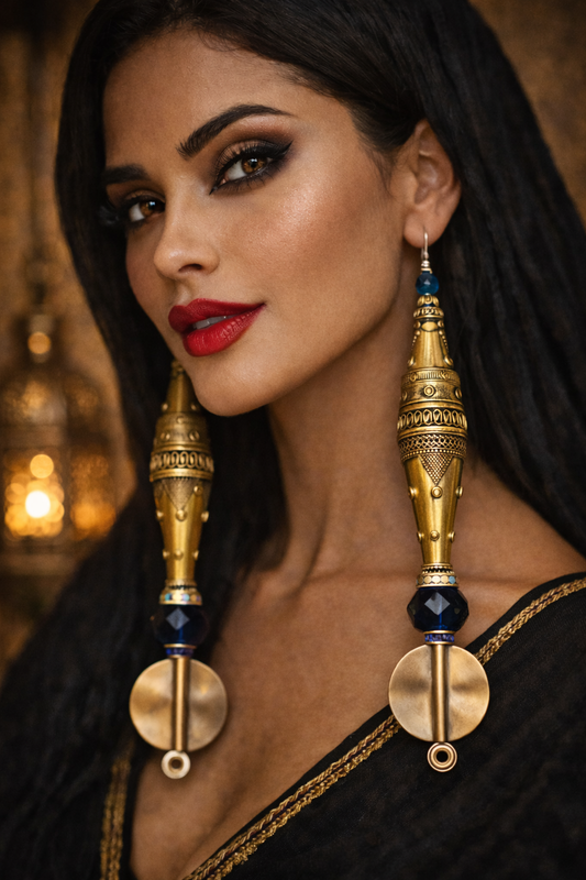 Exotic Wild Extra Long Tribal Beaded Pierced Statement Earrings