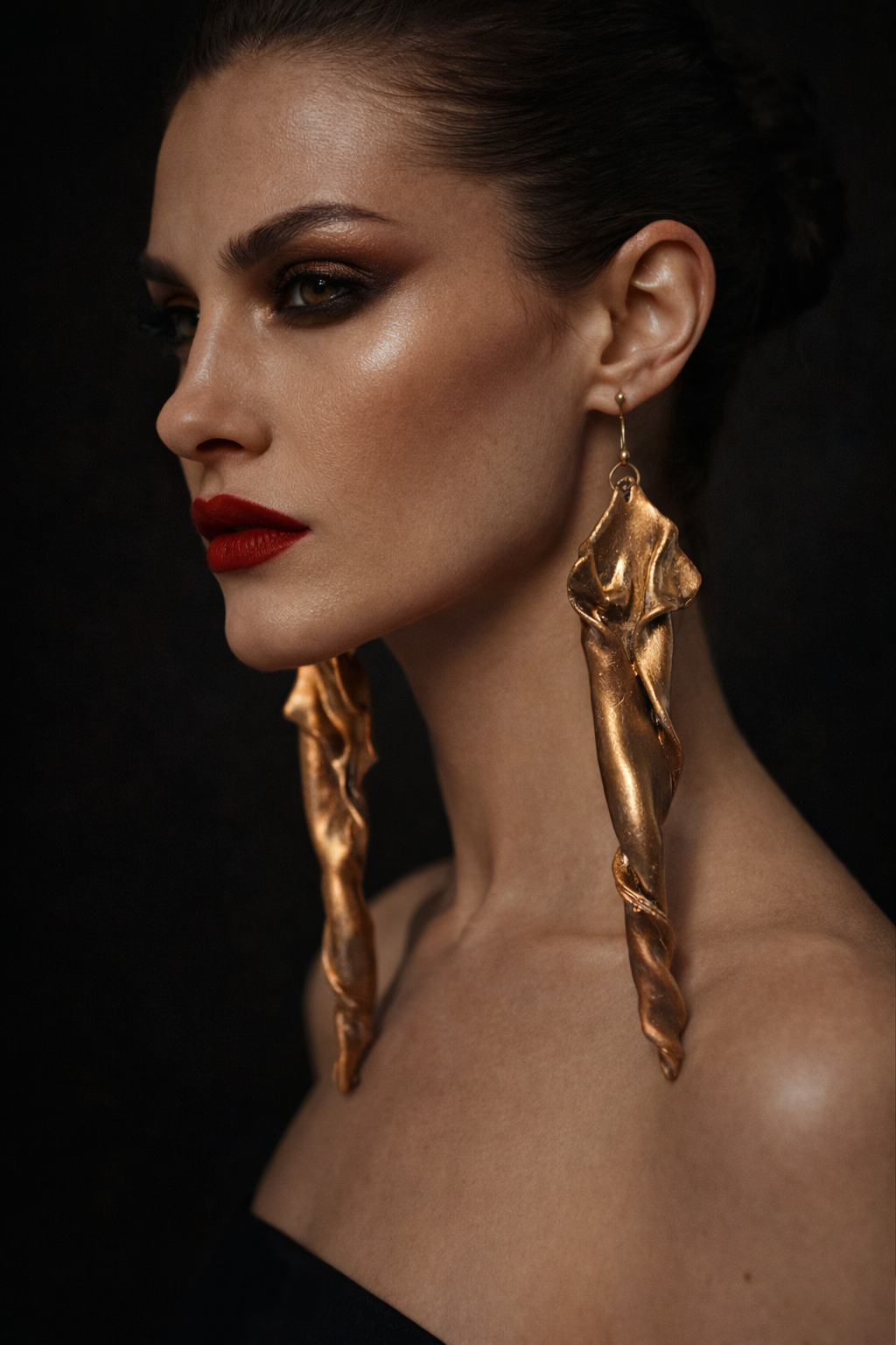 Sensuous Metallic Copper & Gold Hand Sculpted Art Nouveau Earrings