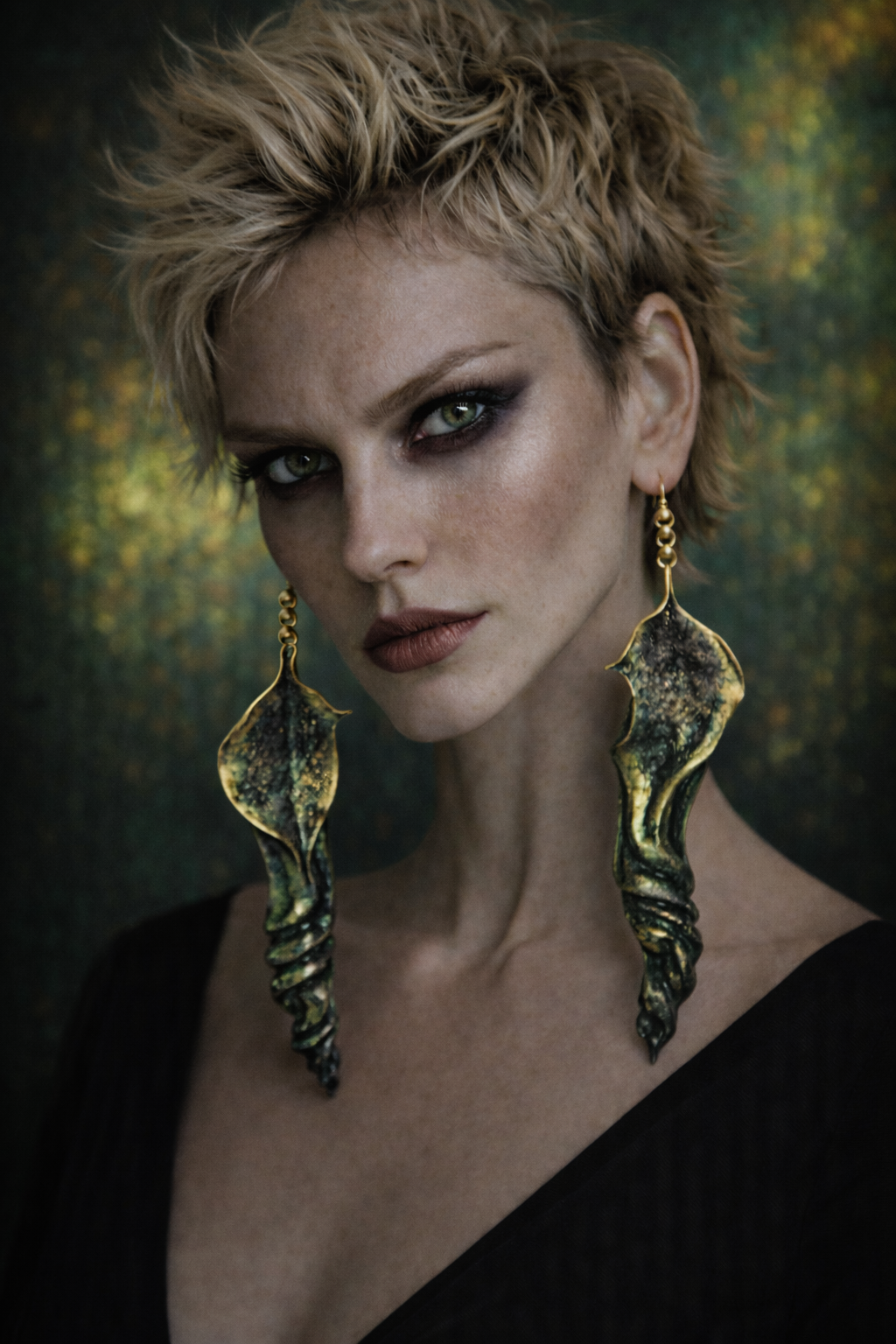 Freeform Hand Sculpted Avant Garde Calla Lily Long Pierced Earrings