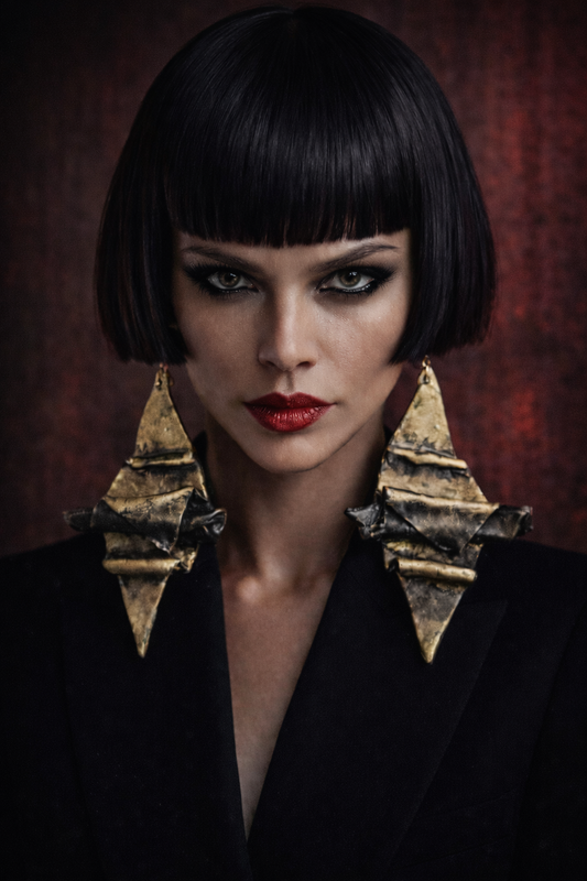 Faux Golden Bronze Hand Sculpted Oversized Architectural Earrings