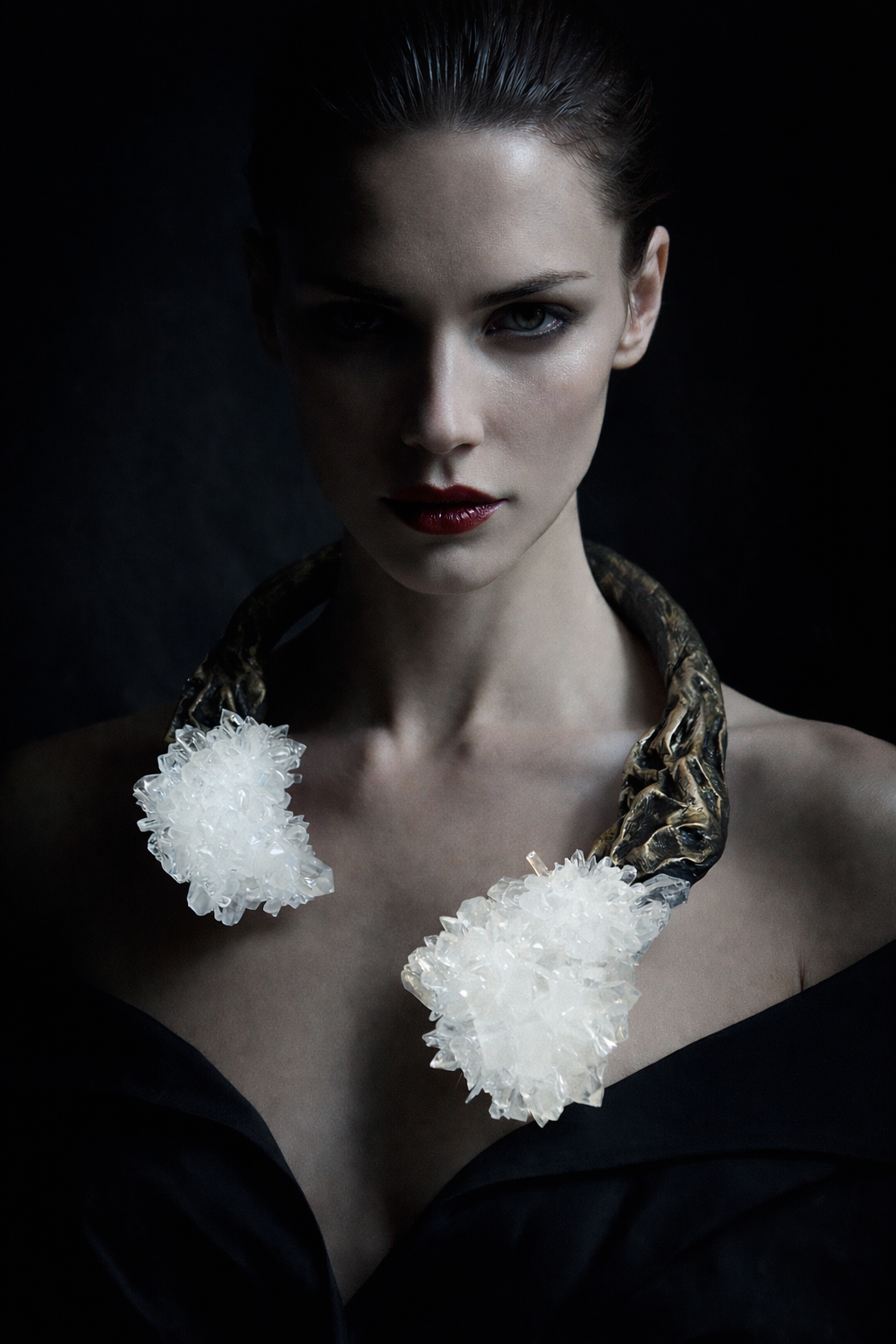 Rough Quartz Sculpted Torc - Avant Garde Statement