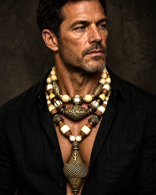 Oversized Tribal Beaded Unisex Luxury Chest Piece  - African Tibetan