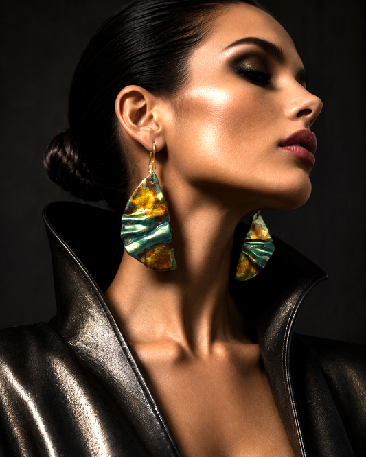 Hand Sculpted Artisan Fall Inspired Dangle Pierced Earrings - Redheads