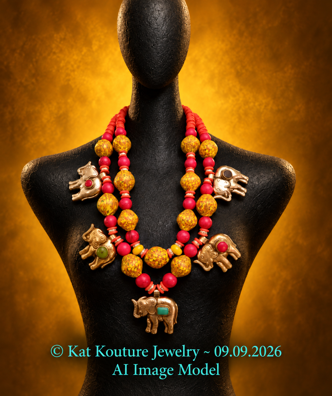 Tibetan Elephant Chest Piece - Bold Dramatic Ethnic Tribal Couture