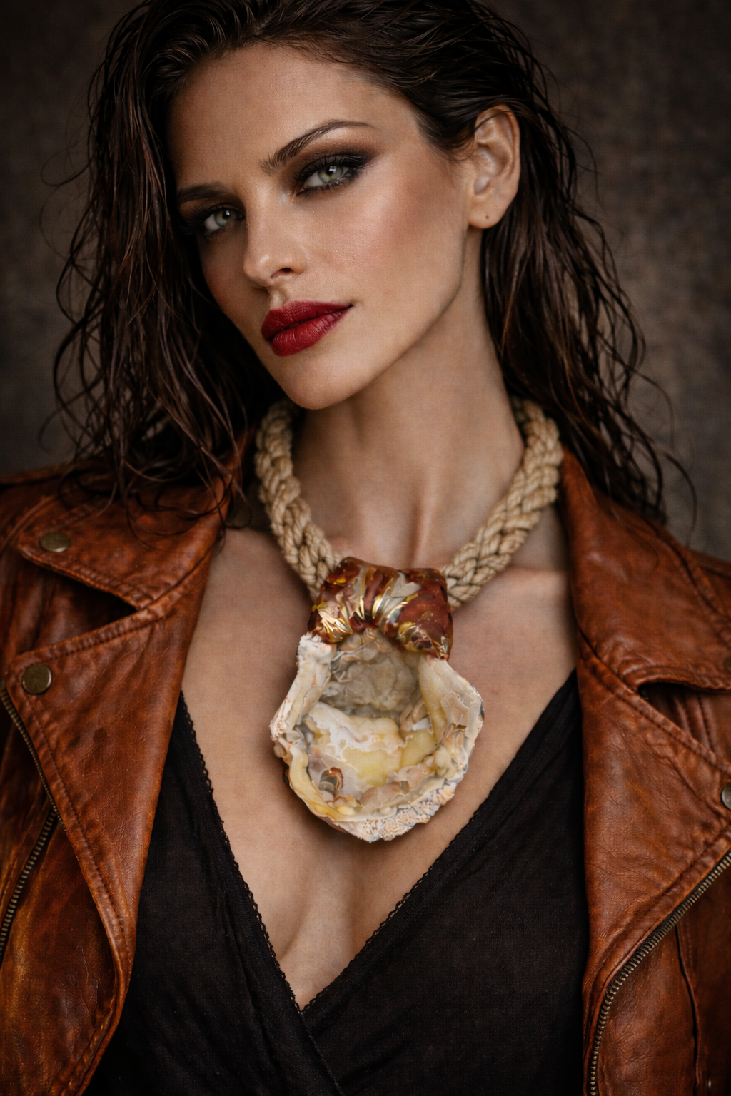 Rustic Geode Pendant with Braided Hemp Rope - Unisex Luxe