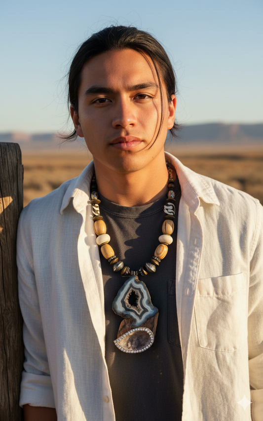 Jasper Druzy Geode Pendant - Earthy Gemstone Statement