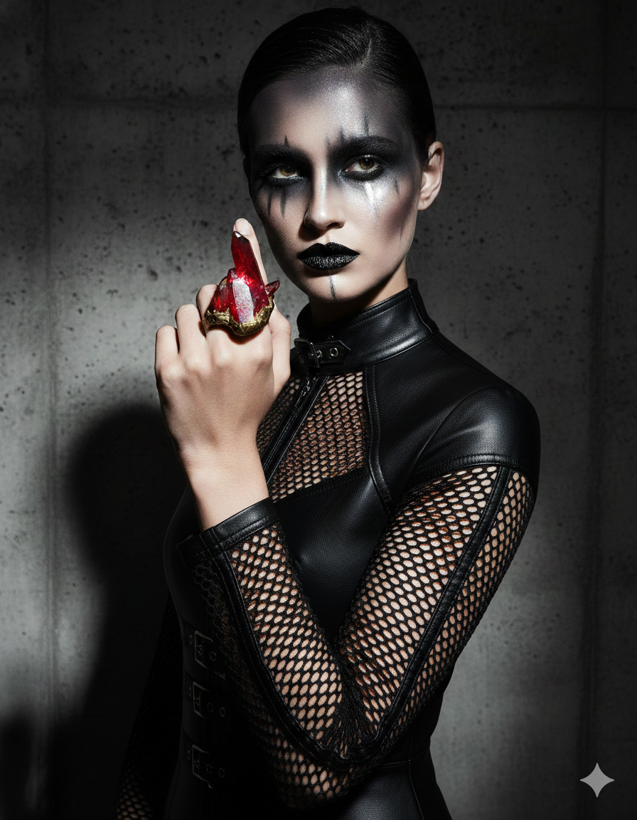 Ruby Red Rough Quartz Sculpted Statement Ring - Crystal Knuckles