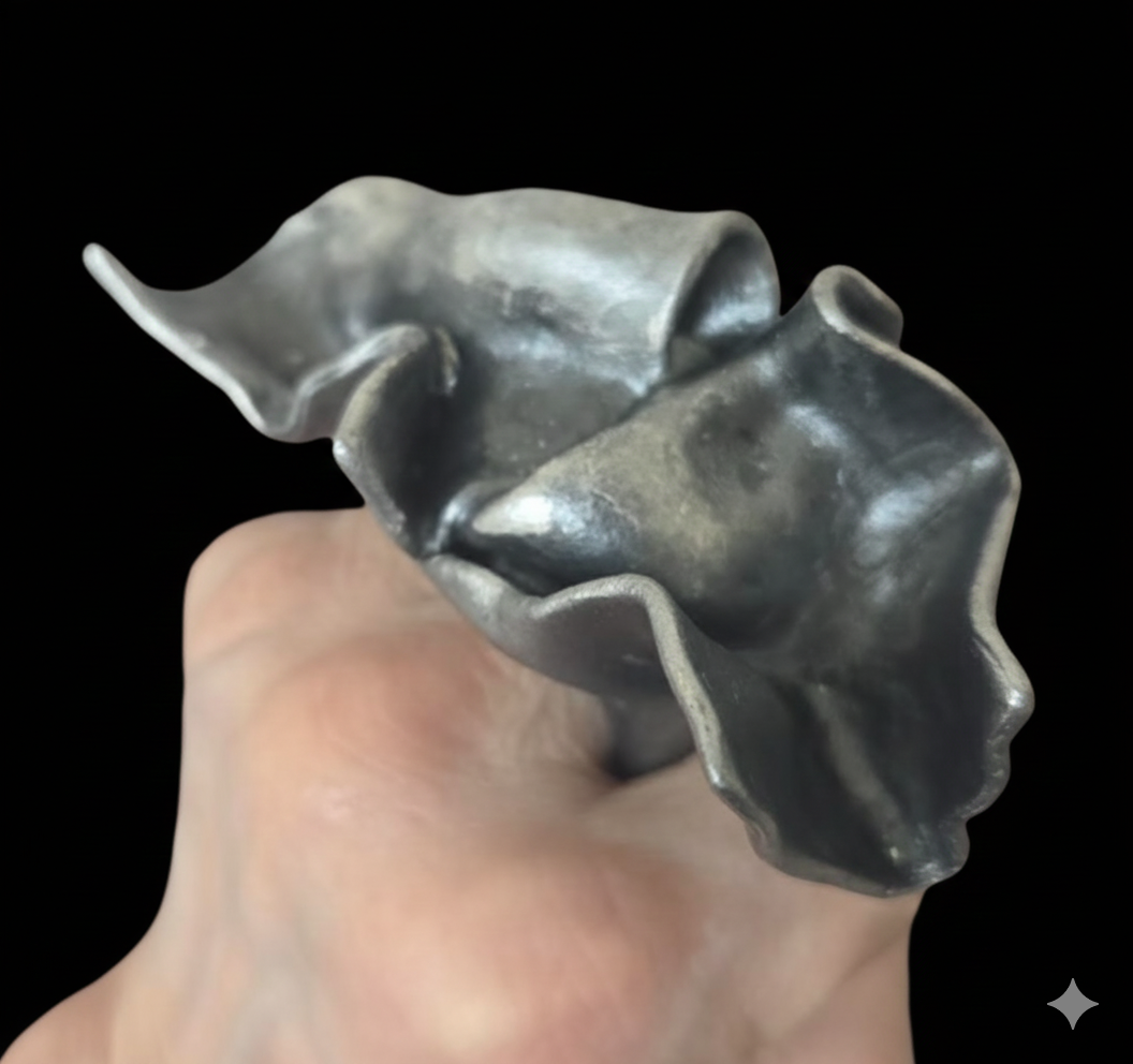 Faux Sterling Silver Industrial Architectual Sculpted Statement Ring