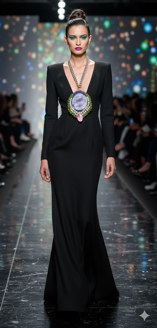 Huge Agate Pearl & Glass Statement Gemstone Pendant - Hip Hop Style