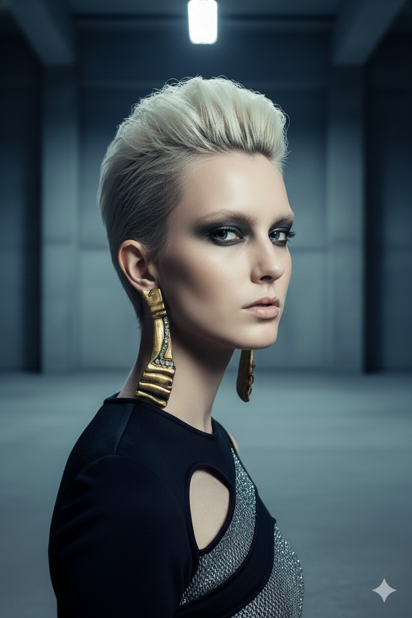 Faux Bronze & Aurora Borealis Rhinestone Sculpted Shoulder Dusters