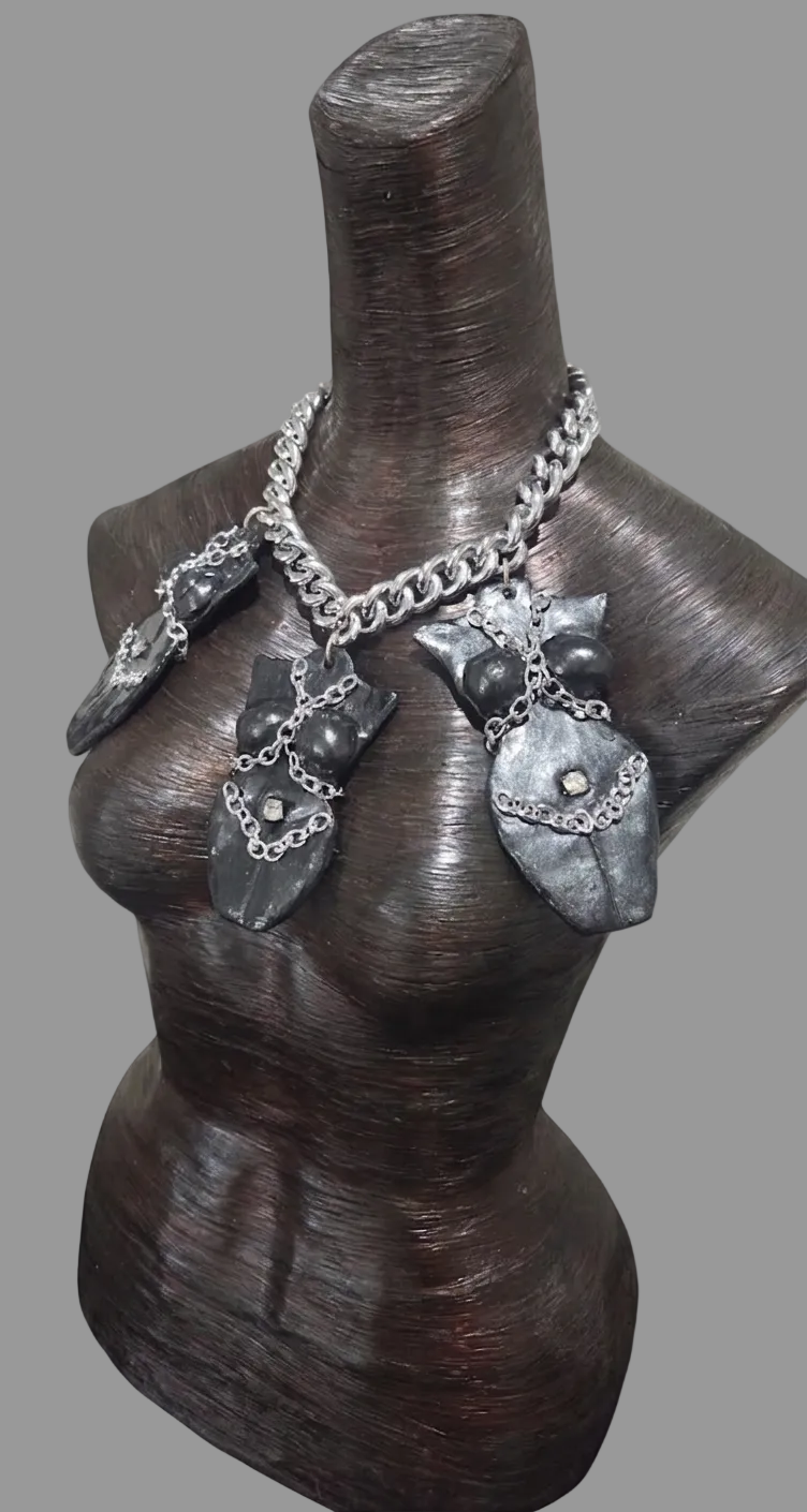 Triple Goddess in Bondage Edgy Statement Necklace - Fetish