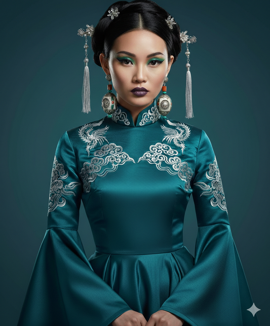 Bold & Chunky Tibetan Dragon Motif Dangle Pierced Earrings - OOAK