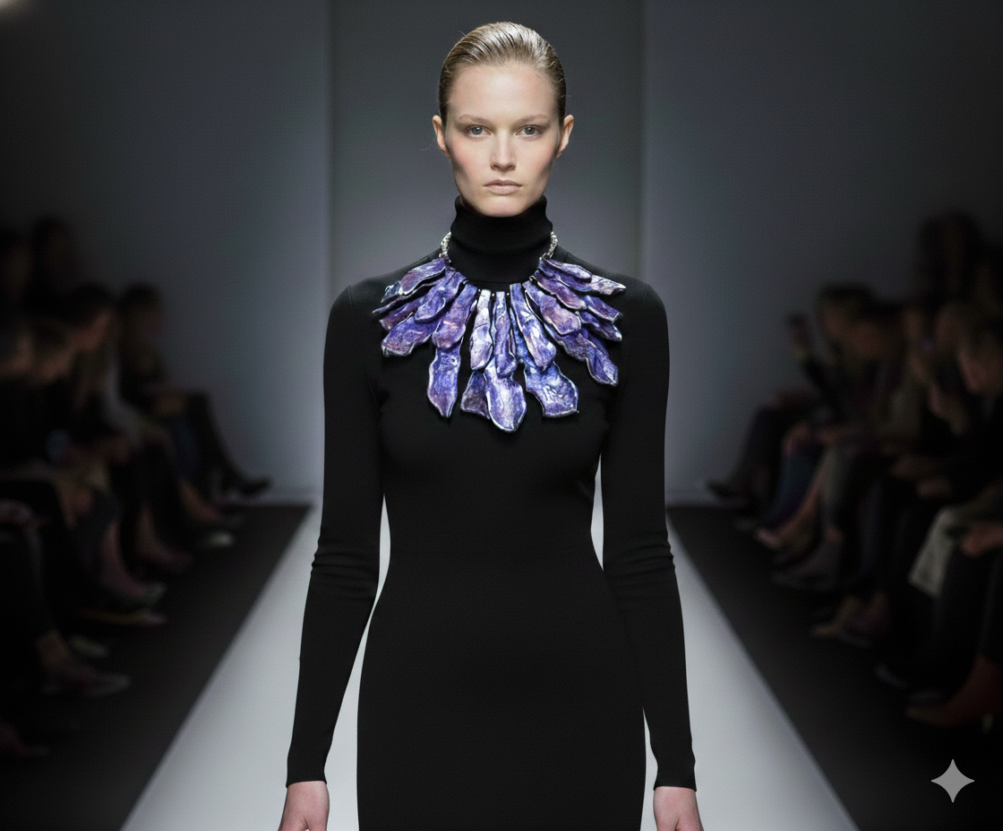 Sculpted Slab Statement Necklace - Pink Blue Purple