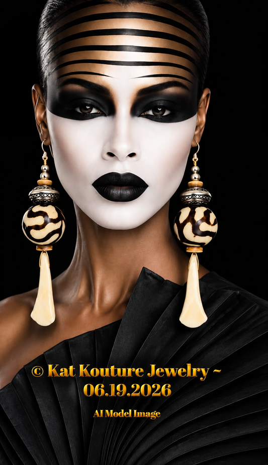 Wild Exotic Tribal Beaded Shoulder Dusters With Buffalo Incisor Teeth