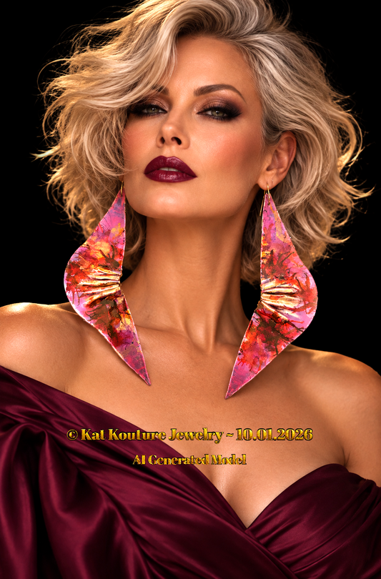 Abstract Feminine Fuchsia Wing-Like Shoulder Duster Earrings - Sexy