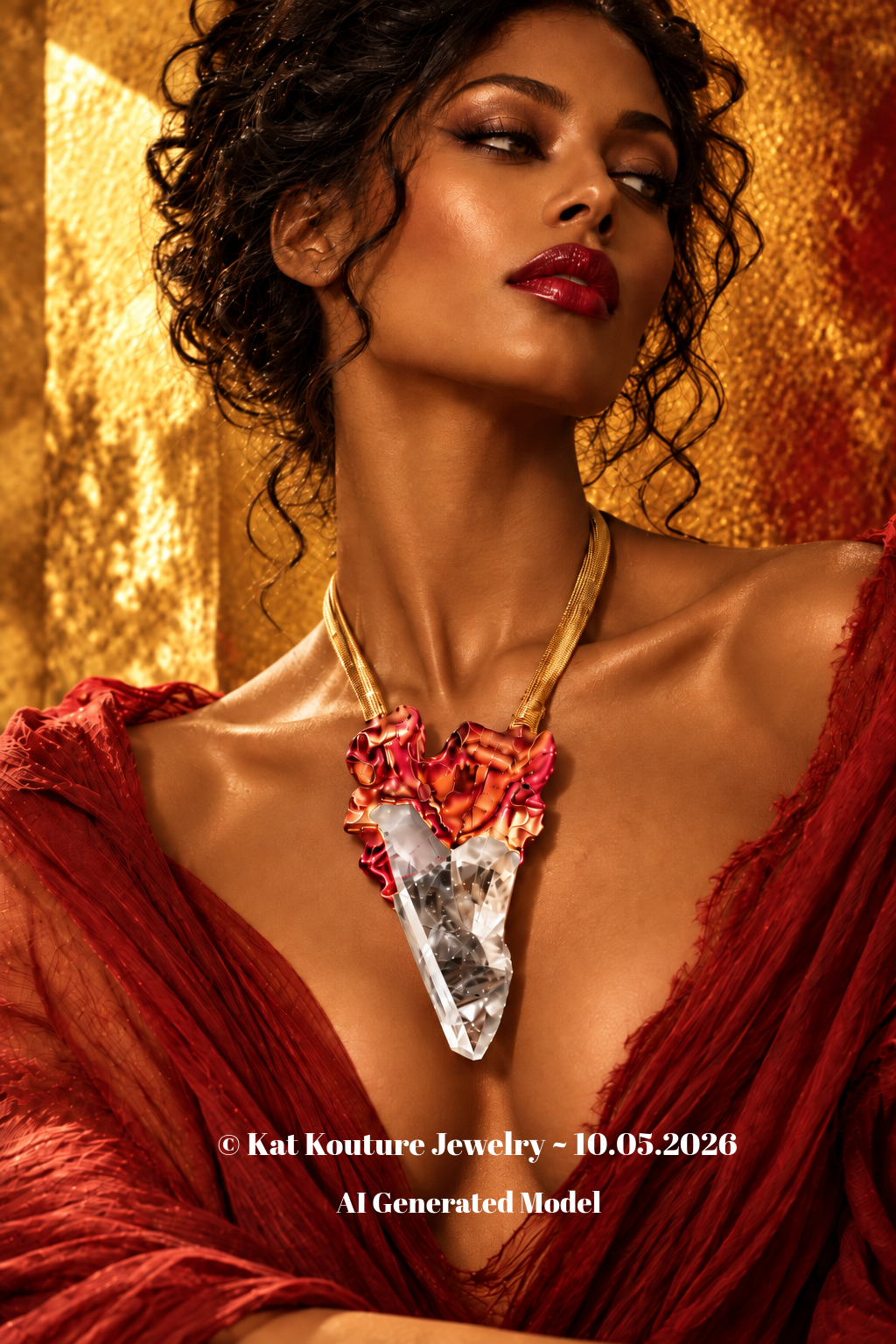 Arkansas Quartz Point Couture Sculpted Pendant - Fire Ice Talisman