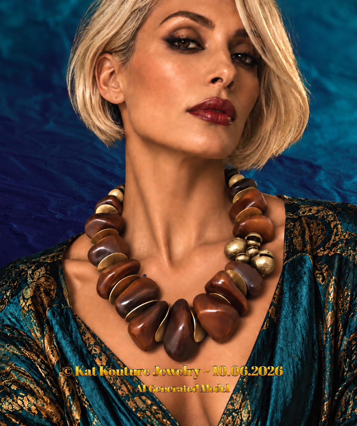 Old Berber Tribal Resin Organic Freeform Statement Necklace - Unisex