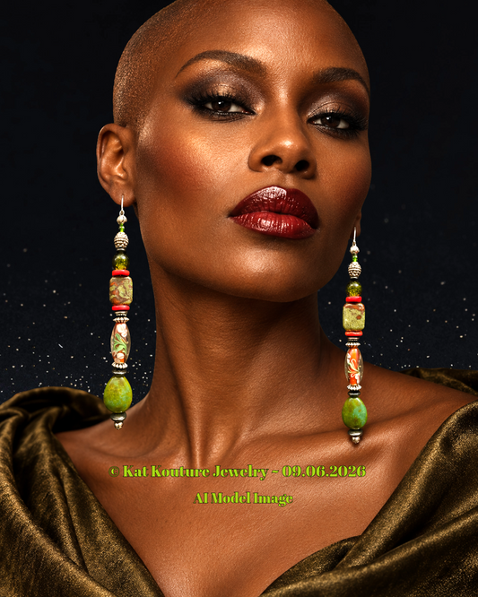 Olivine & Red Mixed Media Shoulder Dusters - Green Turquoise