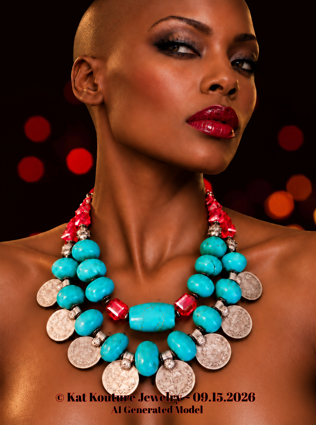 Bold Chunky Heavy Magnesite & Kuchi Coin Tribal Necklace - Iris Apfel