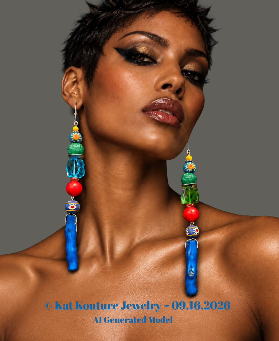 Colorful Mixed Media Shoulder Dusters - Blue Branch Coral Earrings
