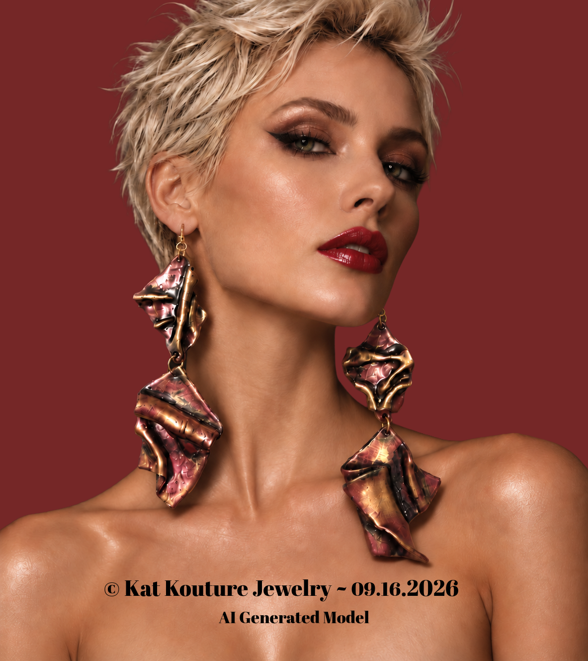 Avant Garde Metallic Garnet Sculpted Shoulder Dusters ~ Feral Glamour