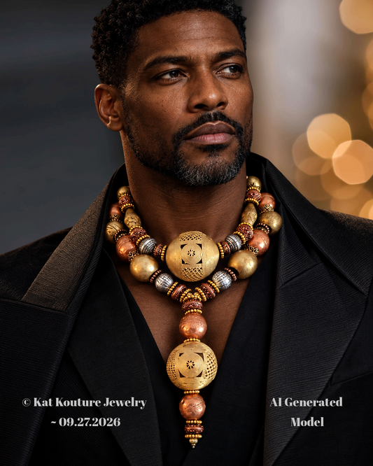 African Lost Wax Brass Statement Necklace - Unisex Luxury