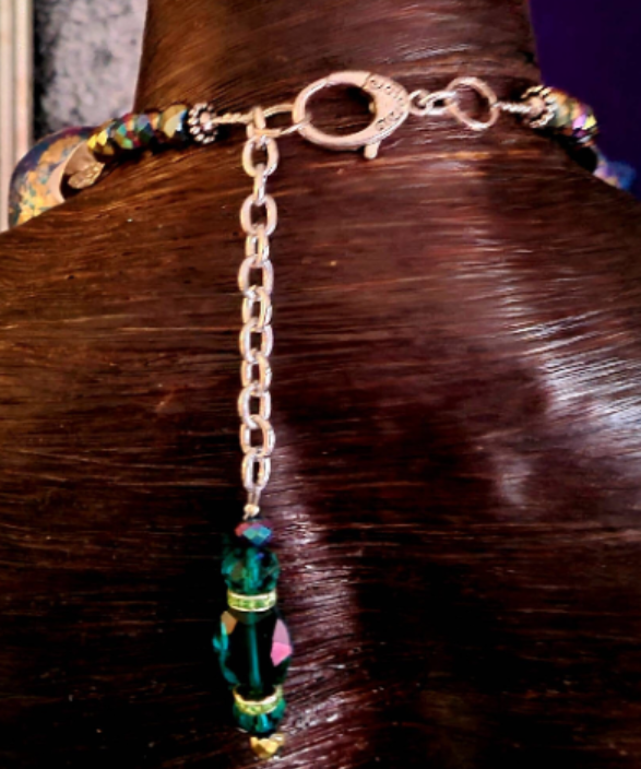 Statement Necklace Beaded Sculpted Massive Orbs Jewel Tone Neck Piece Artisan OOAK Wearable Art Catwalk Photoshoot