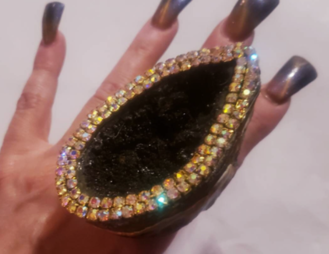 Statement Ring Adjustable Geode Druzy Brown Black Finger Candy Crystal Cave Rhinestones Jewelry Badass Unisex