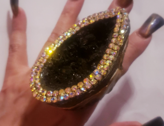 Statement Ring Adjustable Geode Druzy Brown Black Finger Candy Crystal Cave Rhinestones Jewelry Badass Unisex