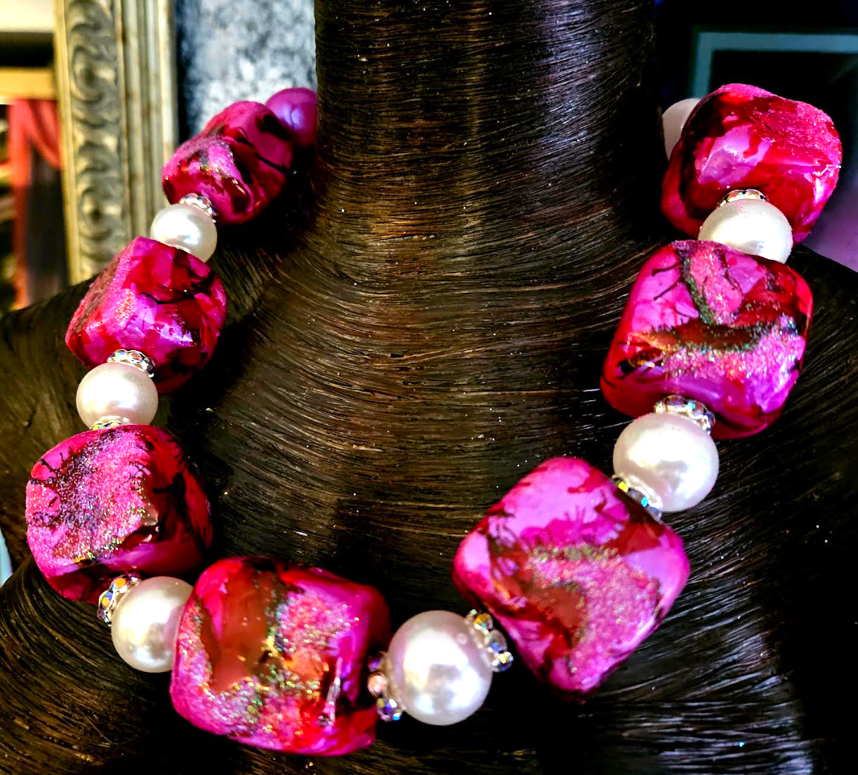 Bright pink 2025 statement necklace