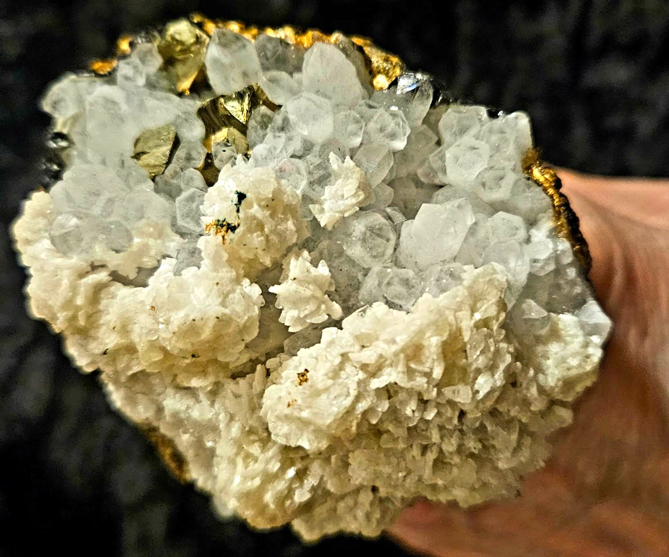 Massive Rough Quartz & Pyrite Sculpted Two Finger Statement Ring, Jewelry Boho Couture OOAK Art to Wear